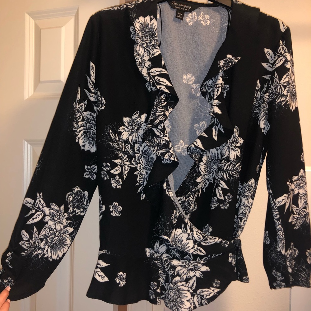 Black floral blouse